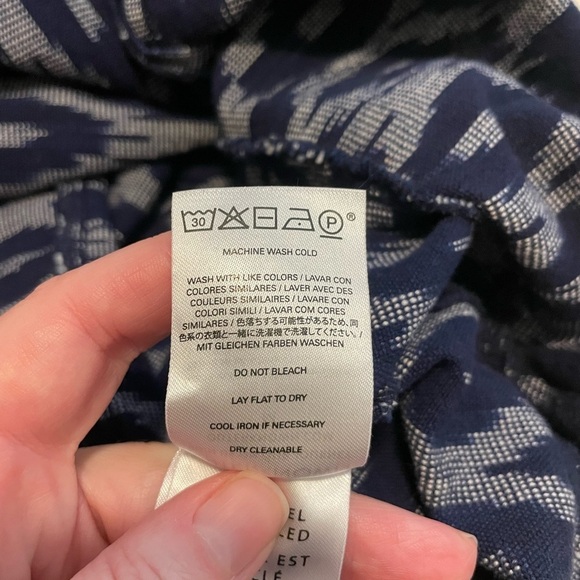 Outerknown Ikat Cropped Wide Leg Jumpsuit Organic Cotton Navy Print Size Medium - Picture 11 of 12